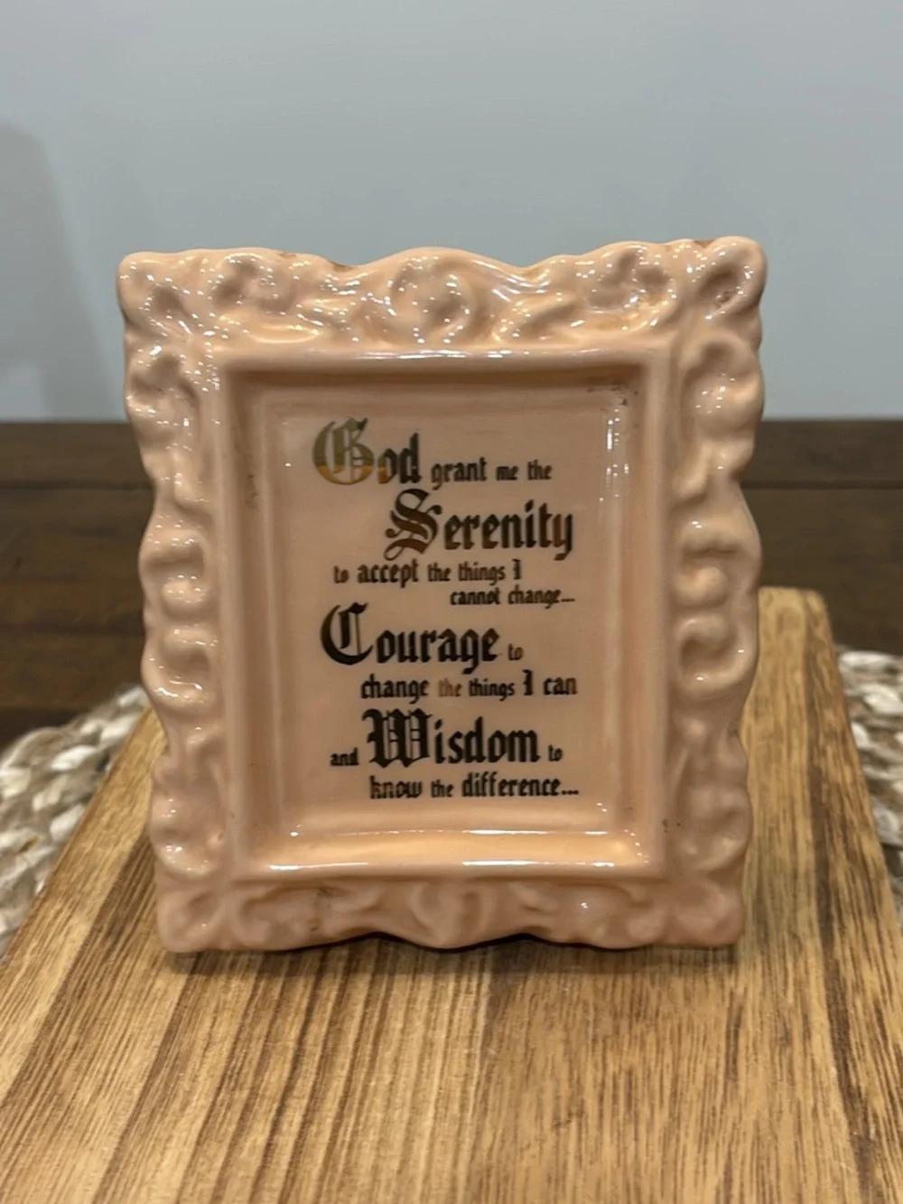 Serenity Prayer Decorative Ceramic plaque- Peach